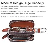 Contacts-Genuine Leather Car Key Keychain Holder Metal Hook and Keyring Zipper