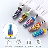 Yakamoz 5Pcs Carbide Nail Drill Bits Set, 3/32 Inch Shank Professional Nail File Drill Bits XC C M F XF Nail E File Bits Safety Efile Nail Bits for Acrylic Nails Gel Polish Manicure, 2 Way Rotate