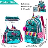 Meetbelify Unicorn Backpack for Gilrs Sequin Backpacks for Elementary Preschool Students Kids School Backpack with Lunch Box for Teen Girls