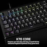 CORSAIR K70 CORE RGB Mechanical Wired Gaming Keyboard with Palmrest – Pre-Lubed MLX Red Linear Switches, SOCD, ABS Double-Shot Keycaps, Sound Dampening, Media Control Dial, QWERTY NA – Black