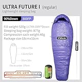 AEGISMAX Ultra Future 10D 800FP Ultra Dry Down Sleeping Bag Thicken Winter Ultralight Camping Hiking Sleeping Bag Backpacking Outdoor (Ultra Future I Regular)