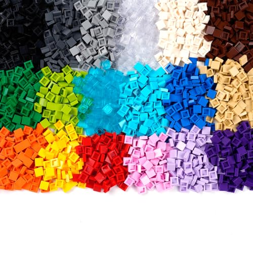 WSRYLTCH Tile 1×1 Classic Building Blocks: 1500pcs Flat| Bricks Parts and Pieces| Smooth Plate Pixel Art Mosaic Dots Bulk Lot,MOC Accessories Multicolor