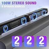 Goputa Sound Bar, Sound Bar for Smart TV, 5.3 Bluetooth Sound Bar 2 in 1 Detachable Surround Sound System for TV Home Audio Soundbar Speaker, Sound Bar with 3D Surround Bass Effect