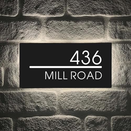 Custom LED House Numbers for Outside, Solar Illuminated Address Signs，Personalized Waterproof Backlit House Numbers, Address Plaque for Home, Street, Garage, Shop, Yard, Office