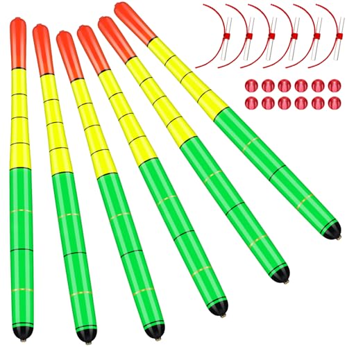 Arrowbash 6 Pcs Fishing Bobbers Floats Weighted Catfish Pole Floats High Visibility Wood Pole Fishing Float for Catfish Pike 7in, 12in(12 Inch)