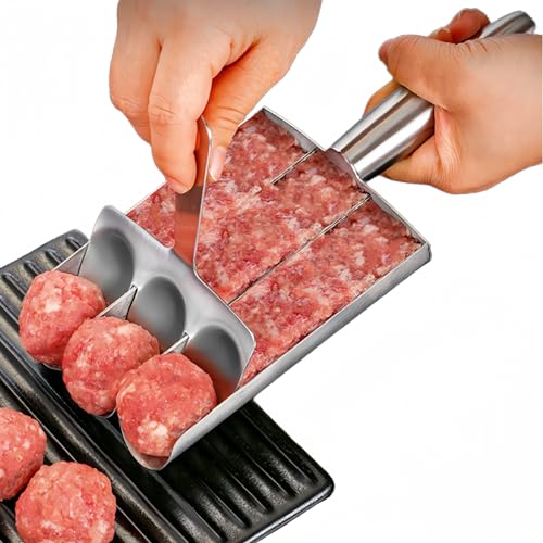SWJLR Stainless Steel Triple Meatball Maker, Meatball maker tool, Spoon with Cutting, Meatball Making Mold Set, Home Cooking Tools, DIY Quick Cooking meatballs