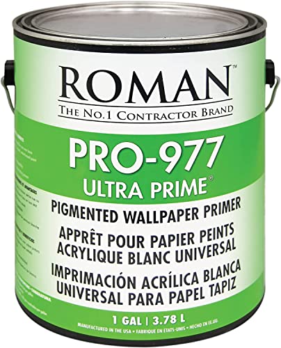 ROMAN PRO-977 White Wallpaper Primer - Pigmented Acrylic Primer for Wallcoverings and Home Improvement, Water-based - 1 Gallon, White