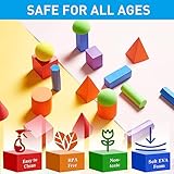 Wettarn 24 Pieces Large Size Foam Geometric Solid Blocks 3D Shapes Assorted Colors Foam Blocks for Teaching School, Family, Toddlers, Preschool Supplies, 12 Shapes