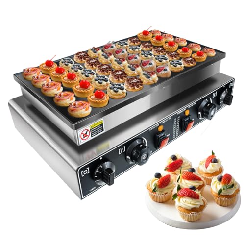 YOOKTEN Mini Dutch Pancake Baker Make,50PCS Commercial Electric Maker Pizzelle Maker, Non-stick Waffle Pancake Maker, Mini Pancakes Machine with Timer，Muffin Waffle Maker for Restaurant and Home,1700W