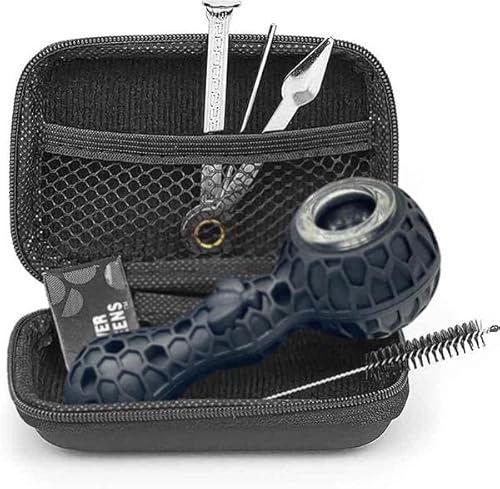 Tobacco 𝑺𝒎𝒐𝒌𝒊𝒏𝒈 Pipe Set for Travel - Portable Pipe Complete Set, Premium Pipe Gift Set(Black)