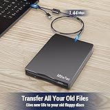 MthsTec USB Floppy Drive, External 3.5" USB & Type-C External Floppy Disk Drive Portable 1.44 MB Plug and Play FDD for PC Windows XP 7 8 10 11