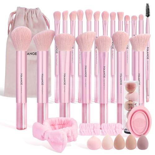 MAANGE Makeup Brushes 30 Pcs Makeup Kit, Multi-functional Makeup Tool Set with 20 Pcs Makeup Brush Foundation Brush Make up Brushes Set with Bag,Pink
