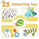 Zeaxuie 25 Pack Luxury Dog Chew Toys for Puppy, Dog Toys with Ropes Puppy Chew Toys, Treat Ball and Squeaky Puppy Toys for Teething Small Dogs