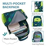 mommore Kids Backpack Set, Dinosaur Backpack for Kids Lightweight Elementary Bookbag for Students School backpack for Children with Chest Strap Water Resistant,3pcs green