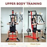 Soozier Chest Fly Machine and Chest Press Station, Delt Machine Home Gym Equipment for Chest, Back, Pectoral, Rear Deltoid and Shoulder Training, Red