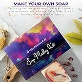 Soap Making Kit for Adults, Make Your Own Soap with Melt and Pour diy Natural Soap supplies; 6 Essential Oils, Silicone Soap Mold, Spoon, Dried Flowers, 2lbs. Shea Butter Soap Base, 4 Colors, 9 Labels