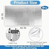 Garage Door Insulation Kit 8P Double Bubble Window Heat Insulation Panels, 6MM 24" x 48" Reflective Aluminum Foil Summer/Winter Barrier Insulation Sheets with 120 Adhesive Tapes for Garage Attic Wall