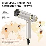 Ionic Hair Dryer with Diffuser - 2000W Professional Dual Voltage Hair Dryer, Negative Ion Blow Dryer for All Hair Types, Fast Drying & Low Noise, Lightweight Design and Intelligent Heat Control