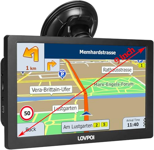 LOVPOI Truck GPS Commercial Drivers 2025, Trucker Car GPS Navigator, 9 inch Navigation System with Lifetime Map Updates, Voice Assistant, Speed Limit Warnings