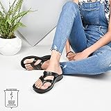 AEROTHOTIC Flip Flops for Women with Plantar Fasciitis Relief Slip On Dressy Beach Flops Comfortable Walking Orthopedic Sandals Arch Support (Raido Black, Size 8)