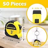 Kanayu 50 Pieces Mini Tape Measure Keychains 3 ft Small Retractable Measuring Tape Bulk with Lock Steel Easy Read Pocket for Birthday Party Favors Daily Use(Yellow)