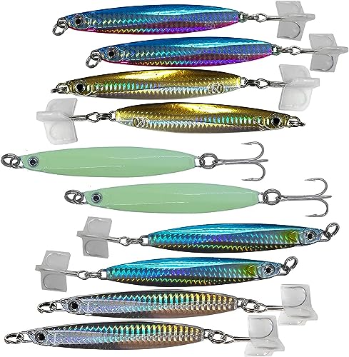 10pcs 5-Color 5.25oz Colt Sniper jigs 150g coltsniper Knife jig Butterfly with a 3561D-DT MUSTAD Hook 3X Strong Forge High Carbon Steel Treble Hook Quality Holographic Finish
