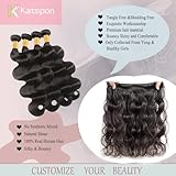 Katspon 12A Human Hair Bundles 20 22 24 26 Inch Body Wave Bundles Human Hair 100% Unprocessed Brazilian Virgin Hair 4 Bundles Deals Human Hair Extensions Quick Weave Bundles Human Hair Natural Black