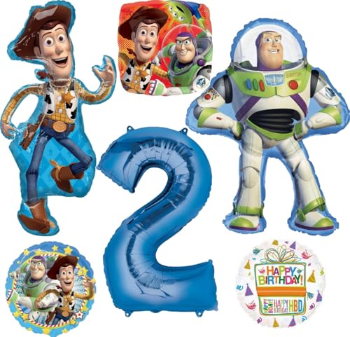 Anagram Woody and Buzz Lightyear's 2nd Birthday Party Supplies Balloon Bouquet Decorations
