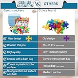 ODELA Genius Suckers 155Pcs Suction Toy Kids Sensory Toys – Baby Toy Suckers Building Toys – STEM Development Sucker Toys for Kids – Colorful Suction Toy for 3 Year Olds – Interactive Bath Toy Set