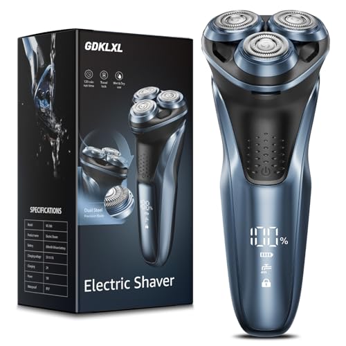 GDKLXL Rechargeable Electric Razor for Men: IPX7 Waterproof Shaver - 1.5H Fast Charge, 4D Flex Precision Blades with Pop-Up Trimmer - Gentle on Sensitive Skin, Perfect for Travel