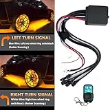 17in Quad Row Amber White Wheel Ring Lights w/Amber Turn Signal Fuction RF Remote Control,4320LEDs Waterproof IP68 Rim Lights Tire Lights Wheel Lights for Truck Car SUV Pickup