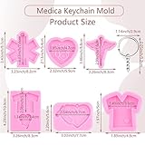 MIYAHOUSE Nurse Shirt Heart Stethoscope Silicone Keychain Mold Doctor Theme Pendant Casting Mold Medical Emblem Resin Molds with 20 Pcs Key Rings for Keychain Jewelry Making Epoxy Casting Set of 26