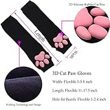 HOMEGYMFREE Cute Cat Paw Mittens Gloves, Kawaii Cat Cosplay Kawaii Soft 3D Toes Beans Fingerless Cat Claw Paws Pad Sleeve (Black-Long)