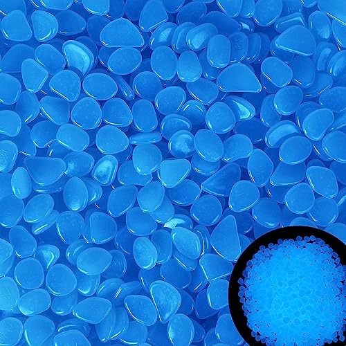 1100pc Large Glow Pebbles Glowing Rocks for Garden Decoration Luminous Stones Glowing Stones for Driveway Landscape Walkway,Blue