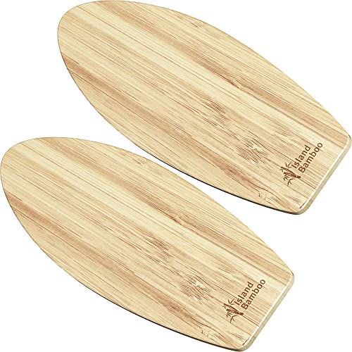 Laguna Bamboo Surf Board Bar Cutting Board Set, 14-inch by 6-inch - Earth Friendly Bamboo with Stylish Honey Stripe Design - by Island Bamboo (2 Pack)