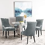 Lellen Velvet Stretch Wingback Chair Cover Slipcover - Reusable Protector Cover for Dining Room Banquet Home Decor etc Machine Washable Hand Washable (Set of 4, Charcoal Grey)