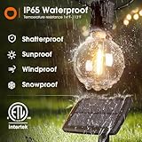 addlon 100FT Solar String Lights Outdoor with Remote, 54 LED Shatterproof Bulbs, Dimmable & Timable, 3 Light Modes, G40 Waterproof Solar String Lights for Outside Backyard Party Decor