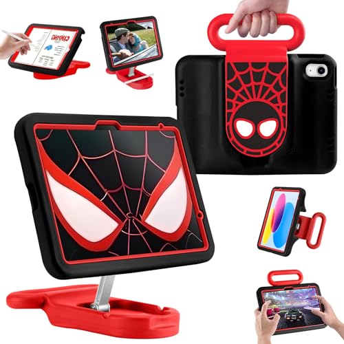 Compatible with ipad A16 11-inch 11th Generation/Air 6 /Air 7 /ipad 10th Gen 10.9 Inch 2022, Adjustable Portrait/Drop Proof with Handle,Kids Case for Compatible with11 Inch Case (Black Spider)