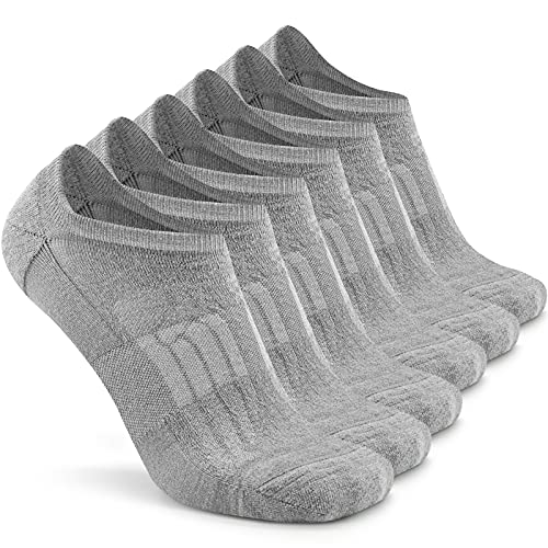 Busy Socks Wool Sock Yarn Eco Friendly for Men Women Winter Size 9-11, Moisture Control Sports Athletic Ankle Low Cut No-Show Socks, 6 Pairs, Medium, Grey