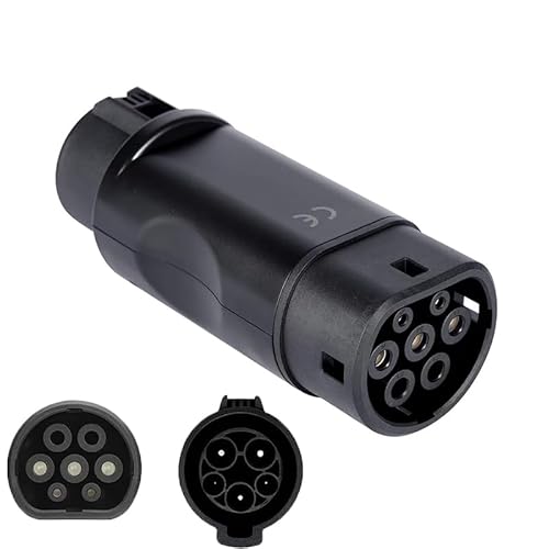 SHARLUZOU EV Charger Type 1 to Type 2 Adapter,SAE J1772 to IEC 62196-2 Adapter Level 3 32A Charger Connector Adapter