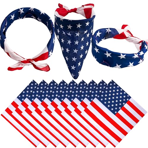 JOYIN 6 Pcs 4th of July Patriotic Bandanas, American Flag Bandanas Headbands for Men & Women, 4th of July Bandana for Party Favors, Independence Day, Memorial Day, Party Accessories