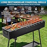 IRONWALLS Portable Charcoal Grills Outdoor Cooking, Rectangular Folded Barbecue Grill 32”, Stainless Steel Lamb Skewer Grill with 25pcs Kebab Skewer & Storage Shelf for Camping, Picnic, Commercial Use