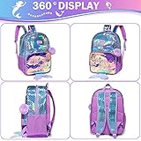 Meetbelify Kids Backpack for Gilrs School Mermaid Backpacks with Lunch Box for Elementary Kindergarten Cute 4 in 1 Bookbag for Girls