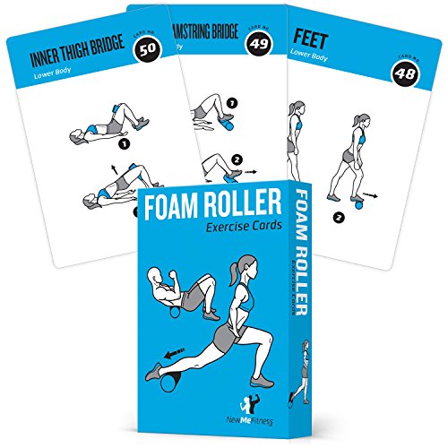 NewMe Fitness Foam Roller Workout Cards, Instructional Fitness Deck for Women & Men, Beginner Fitness Guide to Training Exercises at Home or Gym