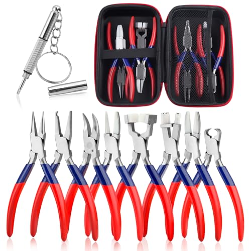GOLD DEER 8Pcs Eyeglass Repair Kit with Screwdriver and Storage Box Optical Eyeglass Pliers Set Eye Glasses Adjusting Pliers Optical Eyeglass Repair Pliers Kit