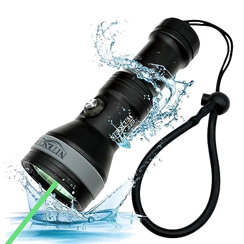 Nitescuba G20 Scuba Diving Signal Light 2000 Lumen Dive Torch LED Flashlight with 100M Long Range Green Beam and Rechargeable Battery for Underwater Cave Exploration Diving Training Instructor