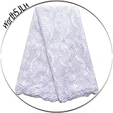 WorthSJLH French African Lace Fabrics 5 Yards 2020 New White Swiss Lace Fabric Nigerian Lace Fabrics LF854 (White)