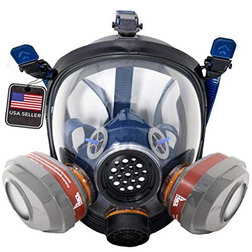 PD-101 Full Face Organic Vapor Particulate Respirator - Industrial Gas Mask - CE Tested - Double Activated Charcoal Air Filter