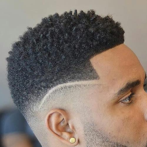 HAPPY&CC Mens Wig Men Toupees Human Hair Full Swiss Lace Hair Replacement Black Male Afro Toupee African American Wigs 120% Density Natural Hair Units for Men (8x10,#1)