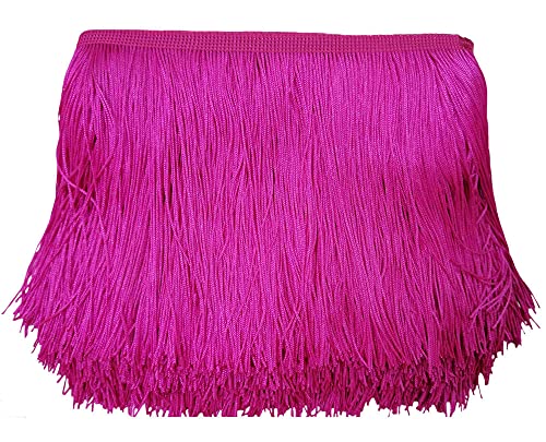 Lauthen.S 10 Yards of 6" Chainette Fringe Trim Tassel Sewing Trim for DIY Craft Latin Dress Lamp Shade Decoration (6 Inches x 10 Yards, Hot Pink)
